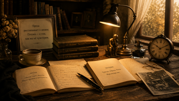 Книга с закладкой и микрофон на фоне тёплого света